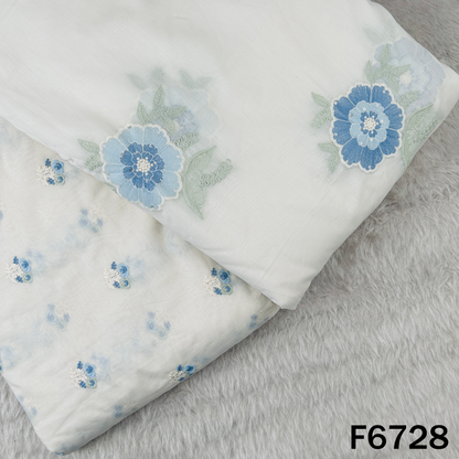 Thread Sequins Embroidered Mul Chanderi Fabric - F6728