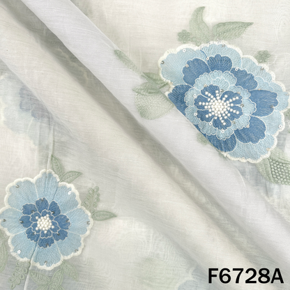 Thread Sequins Embroidered Mul Chanderi Fabric - F6728