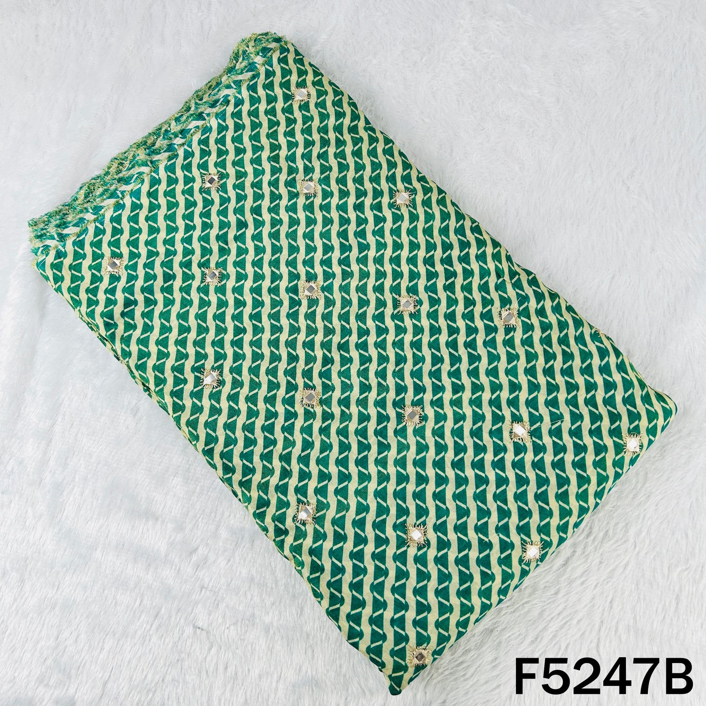 Zari Faux Mirror Work Tissue Silk Fabric - F5247