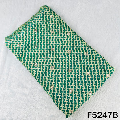 Zari Faux Mirror Work Tissue Silk Fabric - F5247