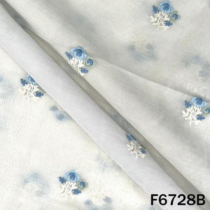 Thread Sequins Embroidered Mul Chanderi Fabric - F6728