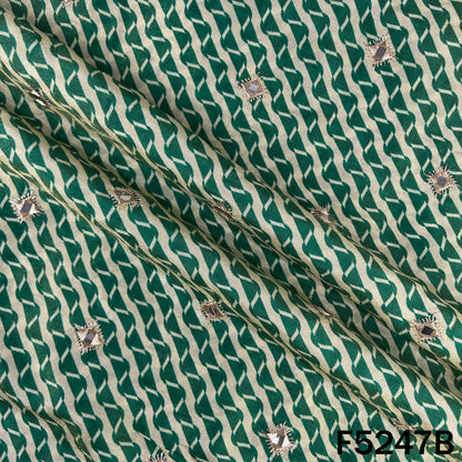 Zari Faux Mirror Work Tissue Silk Fabric - F5247