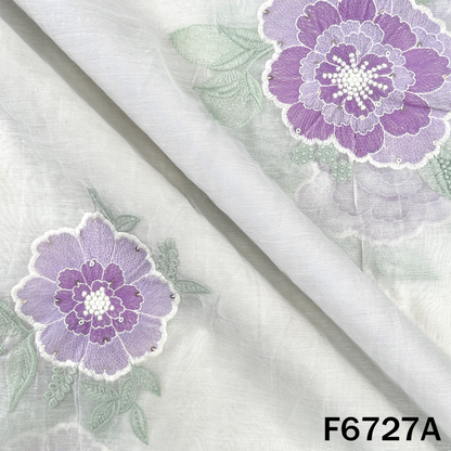 Thread Sequins Embroidered Mul Chanderi Fabric - F6727