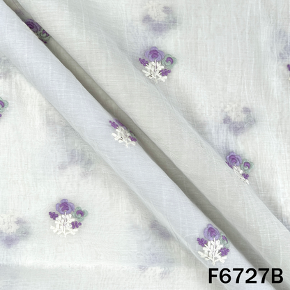 Thread Sequins Embroidered Mul Chanderi Fabric - F6727
