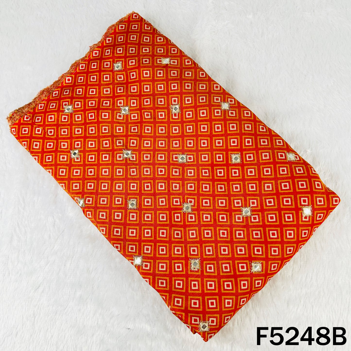 Zari Faux Mirror Work Tissue Silk Fabric - F5248