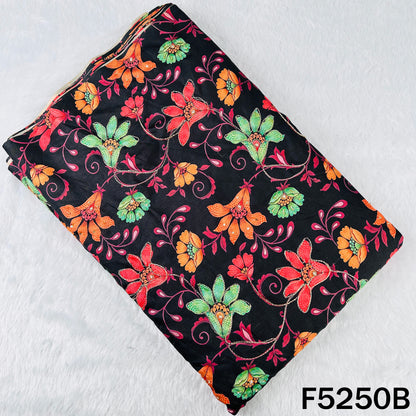 Digital Print Cut Dana Zari Sequins Pearl  Work Tussar Silk Fabric - F5250