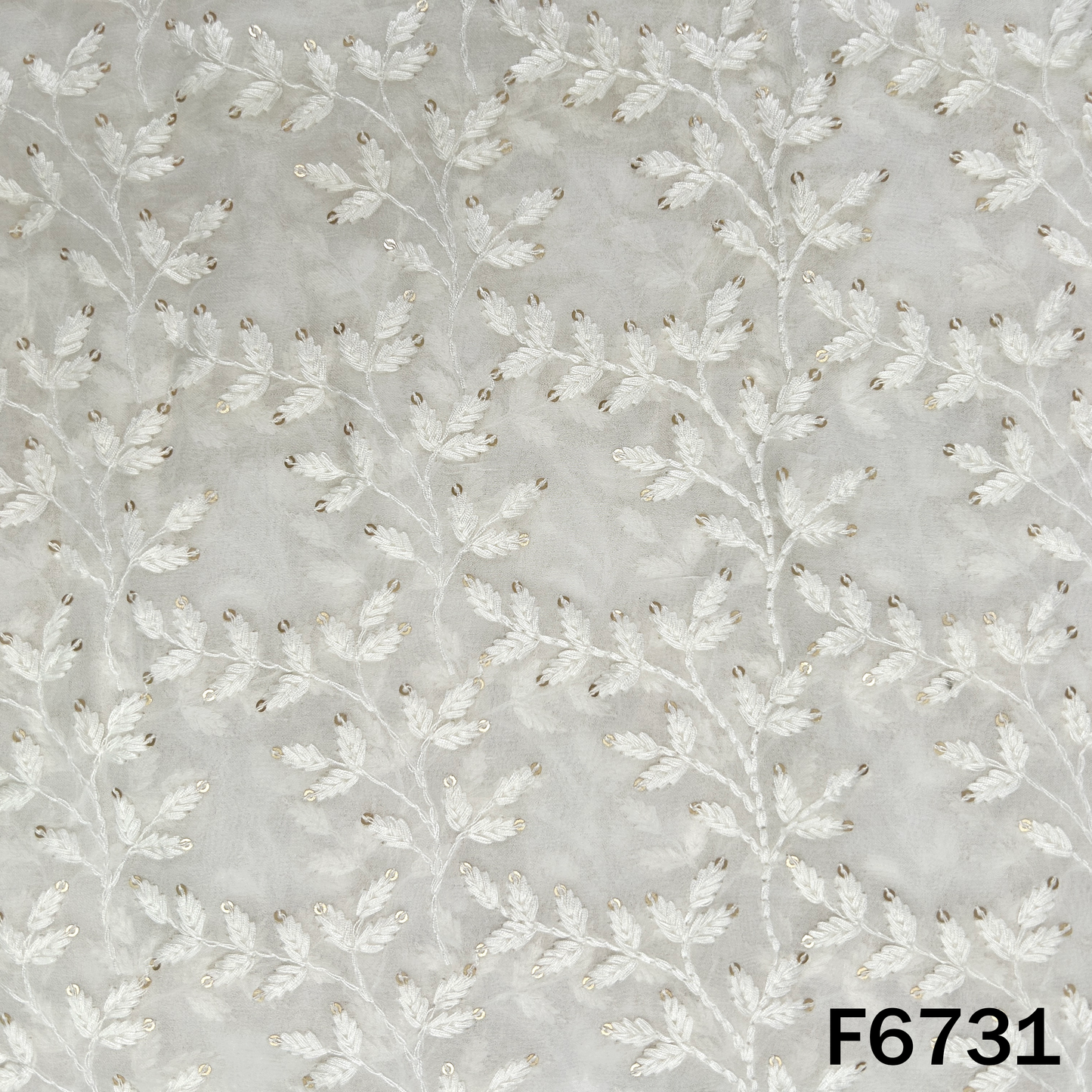 Dyeable Thread Sequins Embroidered Georgette Fabric - F6731