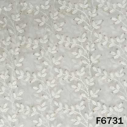 Dyeable Thread Sequins Embroidered Georgette Fabric - F6731