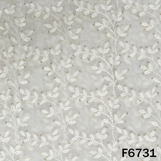 Dyeable Thread Sequins Embroidered Georgette Fabric - F6731