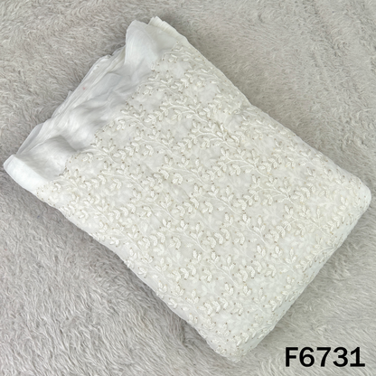 Dyeable Thread Sequins Embroidered Georgette Fabric - F6731