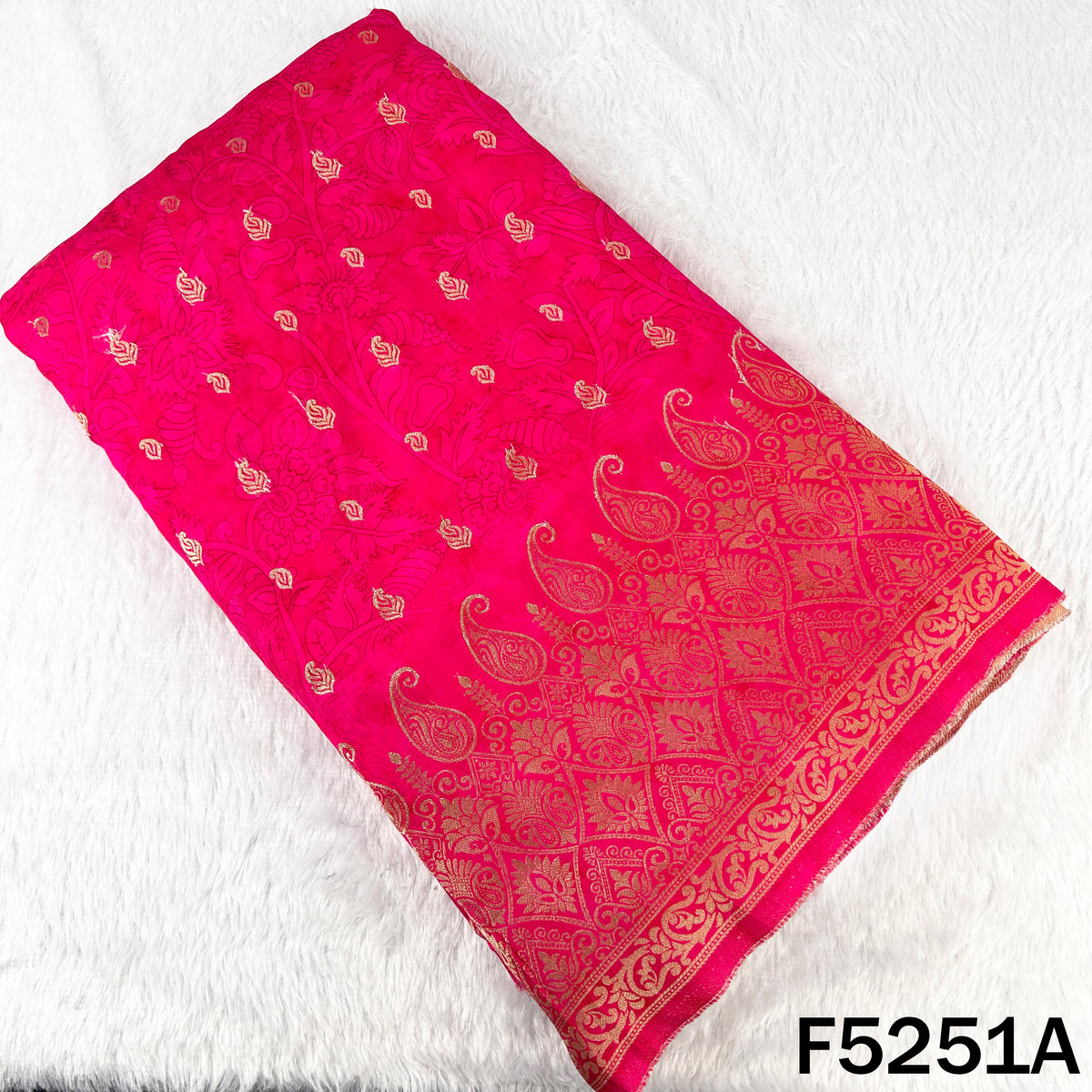 Zari Work Positional Print Jacquard Dola Silk Fabric - F5251 – Fabricroot