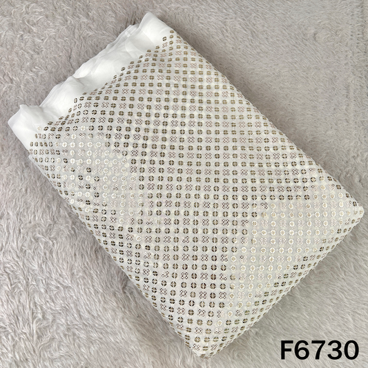 Dyeable Thread Sequins Embroidered Georgette Fabric - F6730
