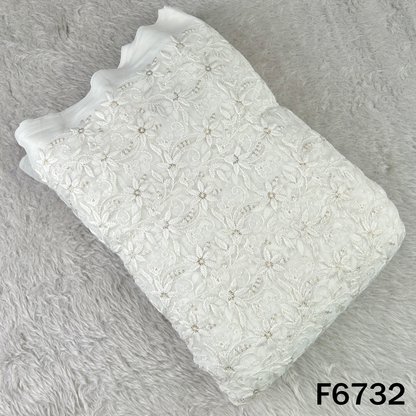 Dyeable Thread Sequins Embroidered Georgette Fabric - F6732