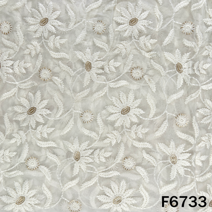 Dyeable Thread Sequins Embroidered Georgette Fabric - F6733