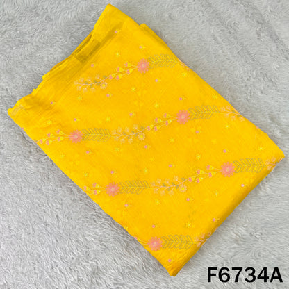 Thread Sequins Embroidered Mul Chanderi Fabric - F6734
