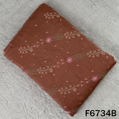 Thread Sequins Embroidered Mul Chanderi Fabric - F6734