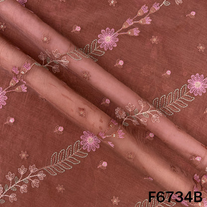 Thread Sequins Embroidered Mul Chanderi Fabric - F6734