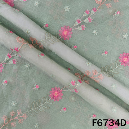 Thread Sequins Embroidered Mul Chanderi Fabric - F6734