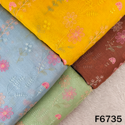Thread Sequins Embroidered Mul Chanderi Fabric - F6735