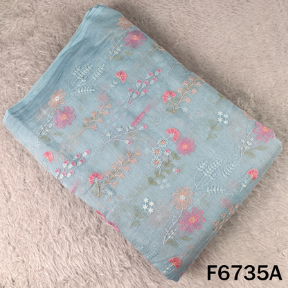 Thread Sequins Embroidered Mul Chanderi Fabric - F6735