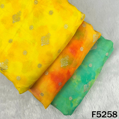 Zari Work Tie Dye Print Dola Silk Fabric - F5258