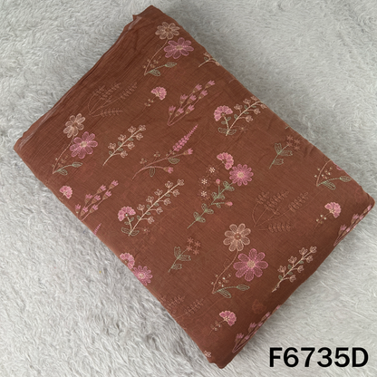 Thread Sequins Embroidered Mul Chanderi Fabric - F6735