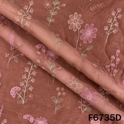 Thread Sequins Embroidered Mul Chanderi Fabric - F6735