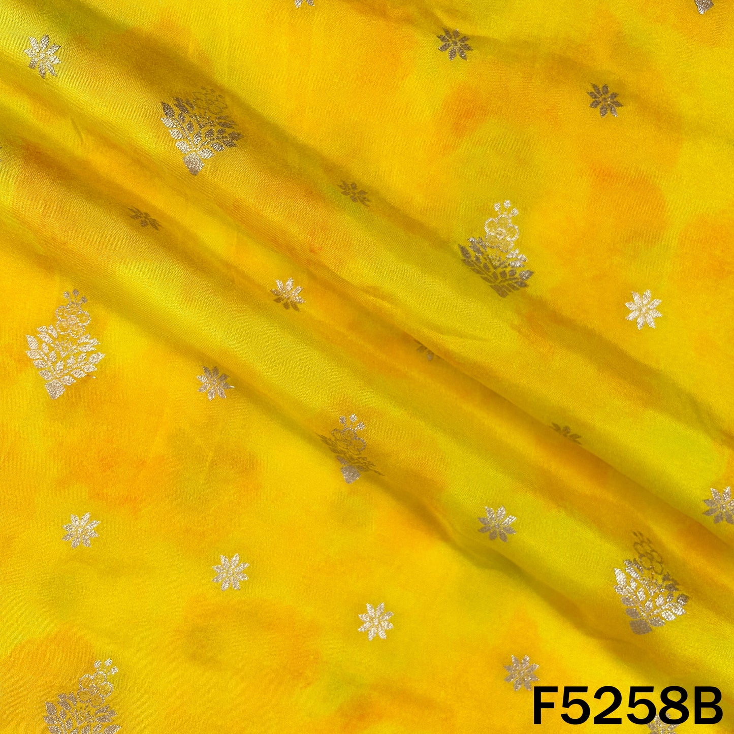 Zari Work Tie Dye Print Dola Silk Fabric - F5258