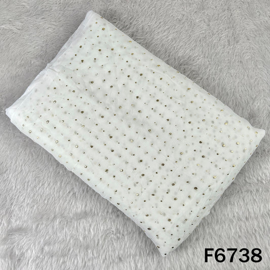 Dyeable Pasted Mukaish Georgette Fabric - F6738