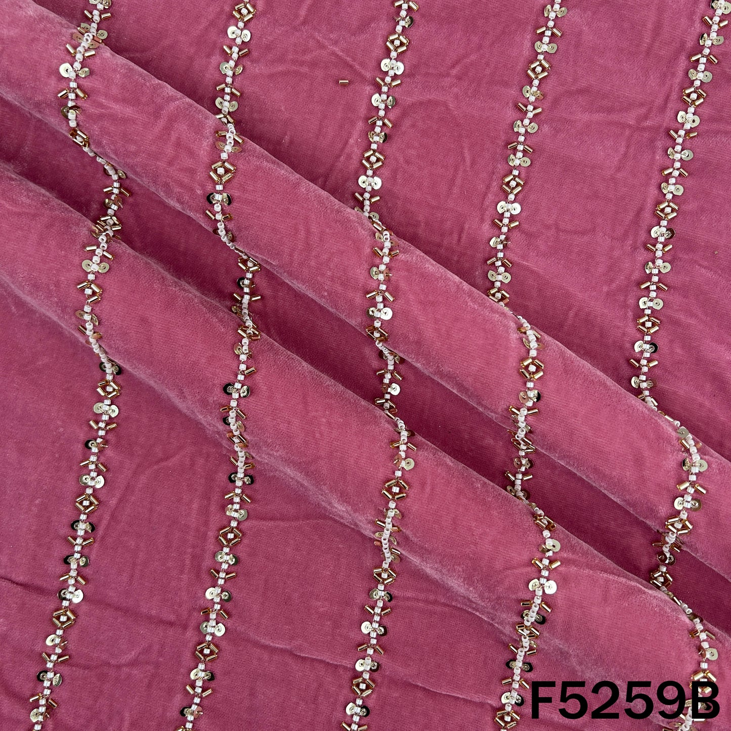 Cut Dana Sequins Embroidered Velvet Fabric - F5259