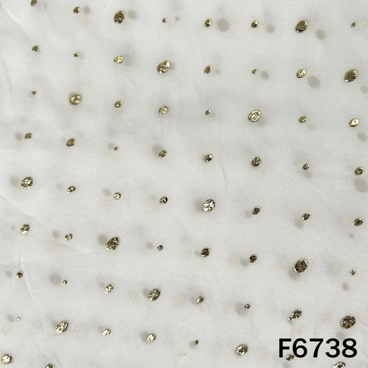 Dyeable Pasted Mukaish Georgette Fabric - F6738