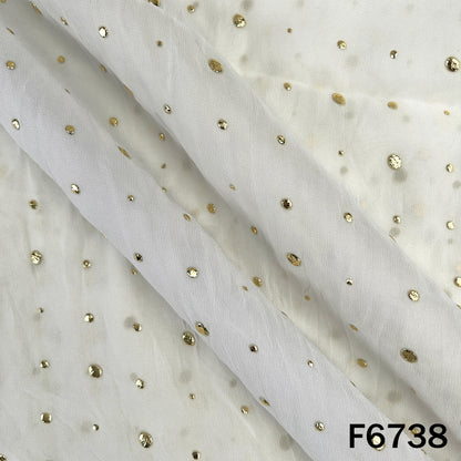 Dyeable Pasted Mukaish Georgette Fabric - F6738