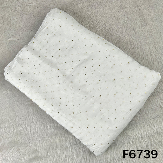Dyeable Pasted Mukaish Chinnon Chiffon Fabric - F6739