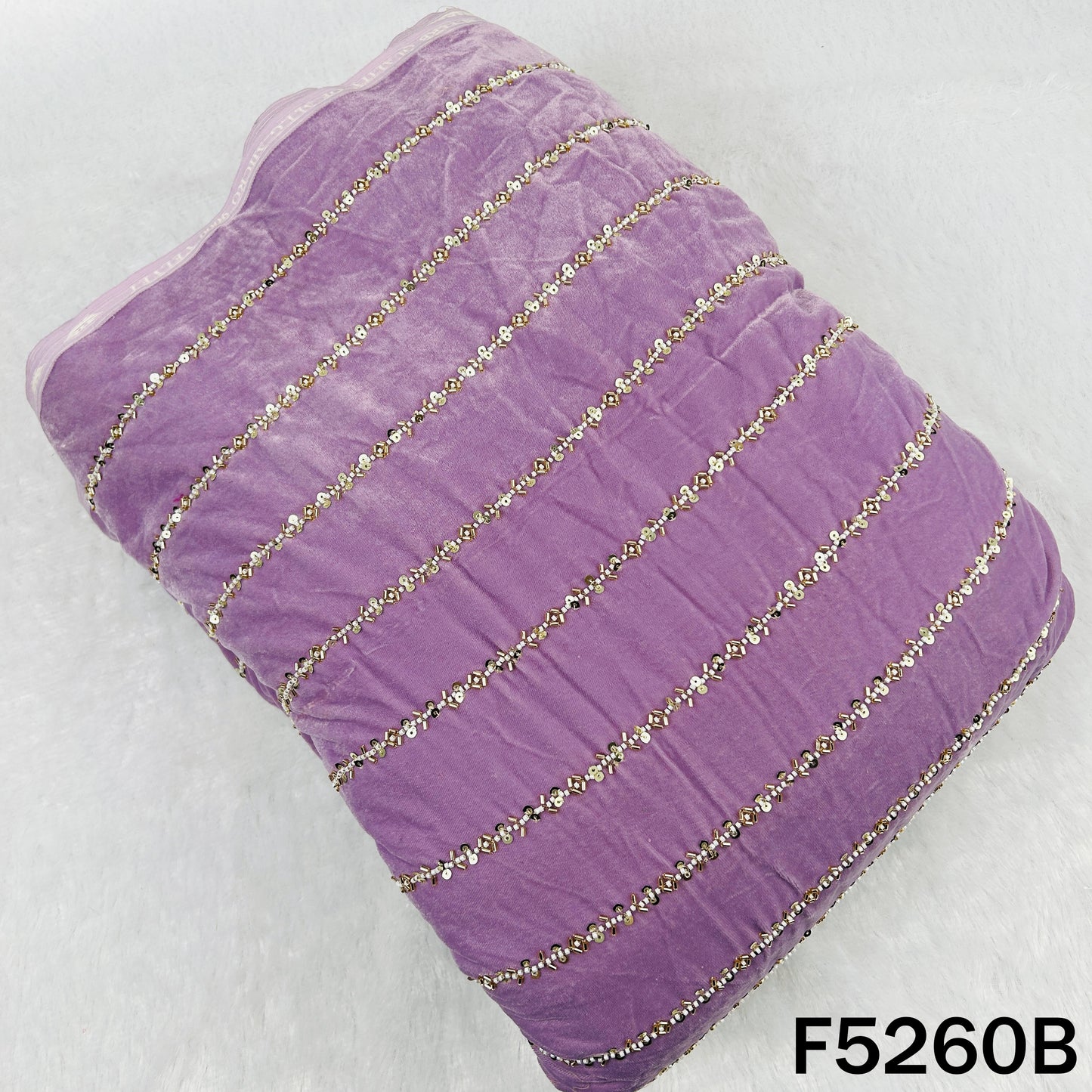 Cut Dana Sequins Embroidered Velvet Fabric - F5260