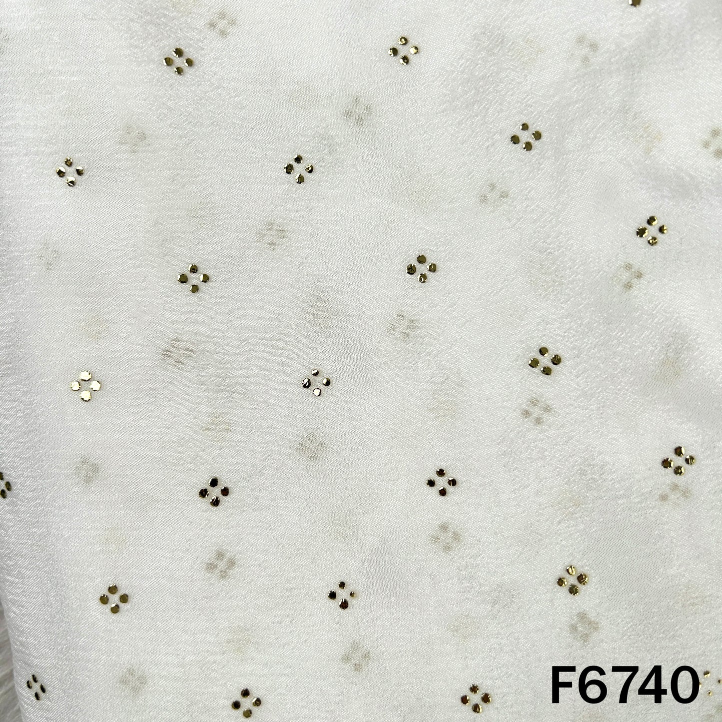 Dyeable Pasted Mukaish Chinnon Chiffon Fabric - F6740