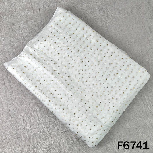Dyeable Pasted Mukaish Chinnon Chiffon Fabric - F6741