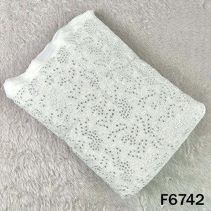 Dyeable Thread Sequins Embroidered Georgette Fabric - F6742
