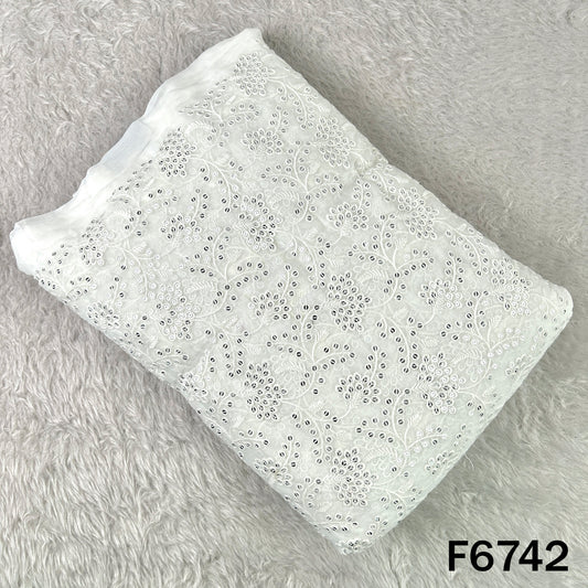 Dyeable Thread Sequins Embroidered Georgette Fabric - F6742