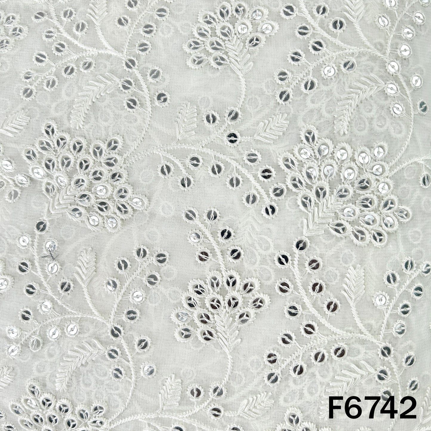 Dyeable Thread Sequins Embroidered Georgette Fabric - F6742