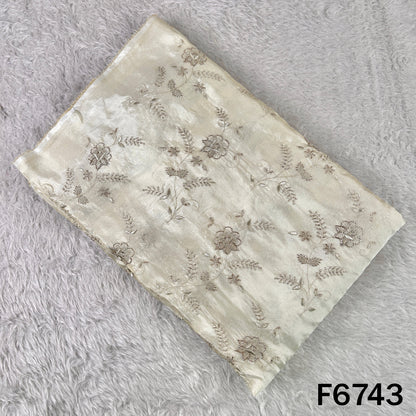 Dyeable Cut Dana Zari Sequins Embroidered Shimmer Tissue Fabric - F6743