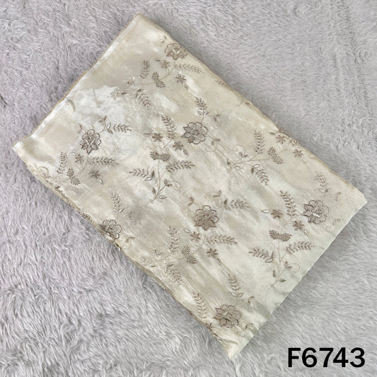 Dyeable Cut Dana Zari Sequins Embroidered Shimmer Tissue Fabric - F6743