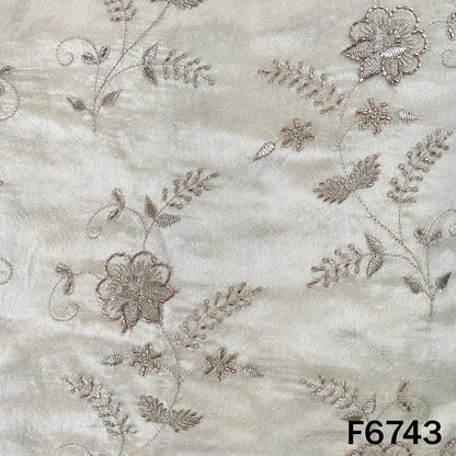 Dyeable Cut Dana Zari Sequins Embroidered Shimmer Tissue Fabric - F6743