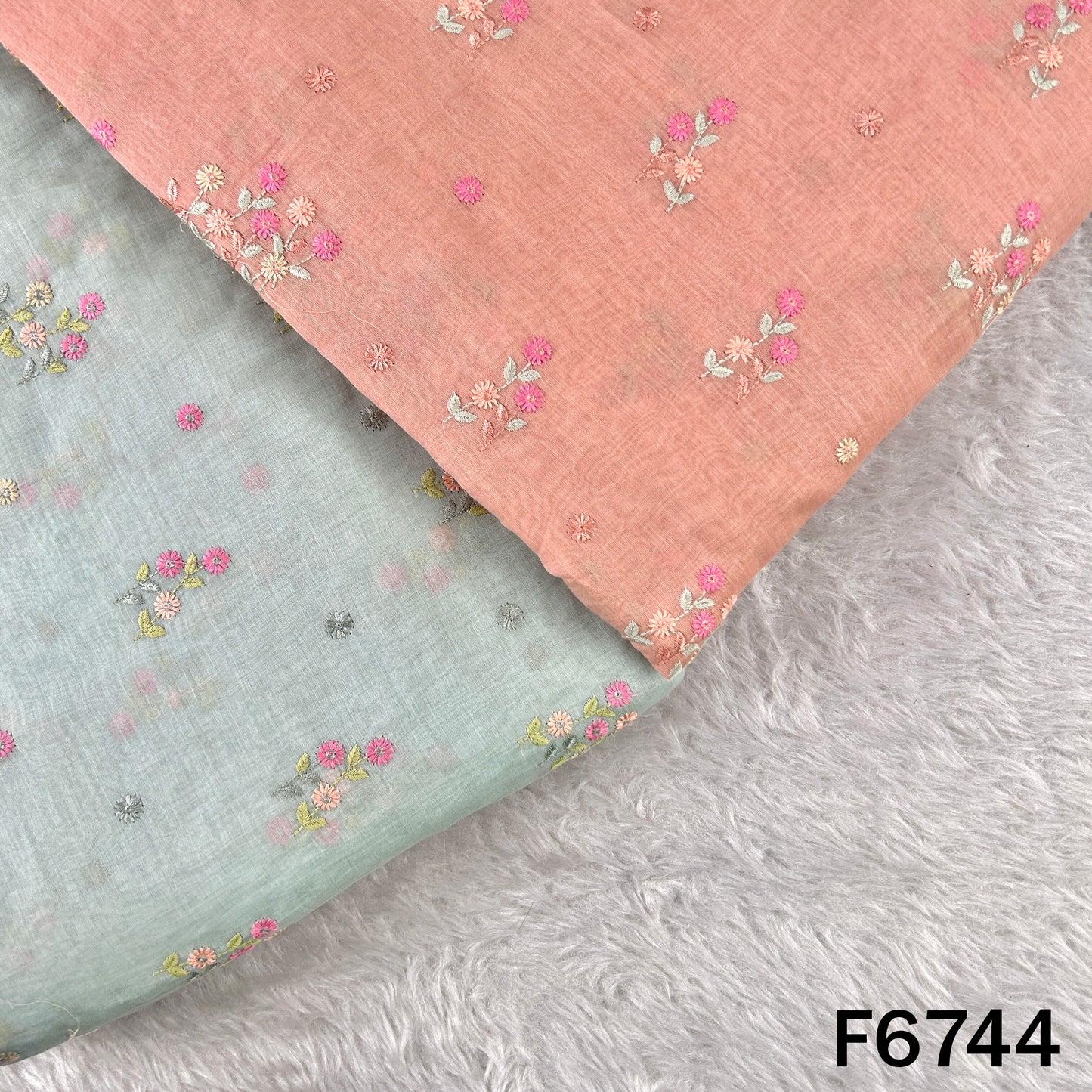 Thread Embroidered Mul Chanderi Fabric - F6744