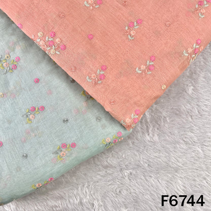Thread Embroidered Mul Chanderi Fabric - F6744