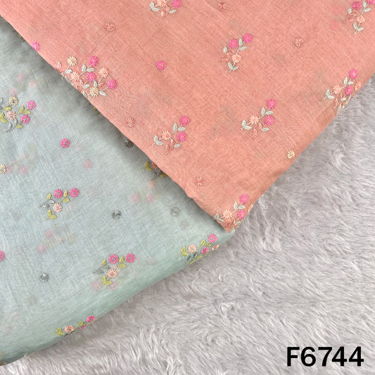 Thread Embroidered Mul Chanderi Fabric - F6744