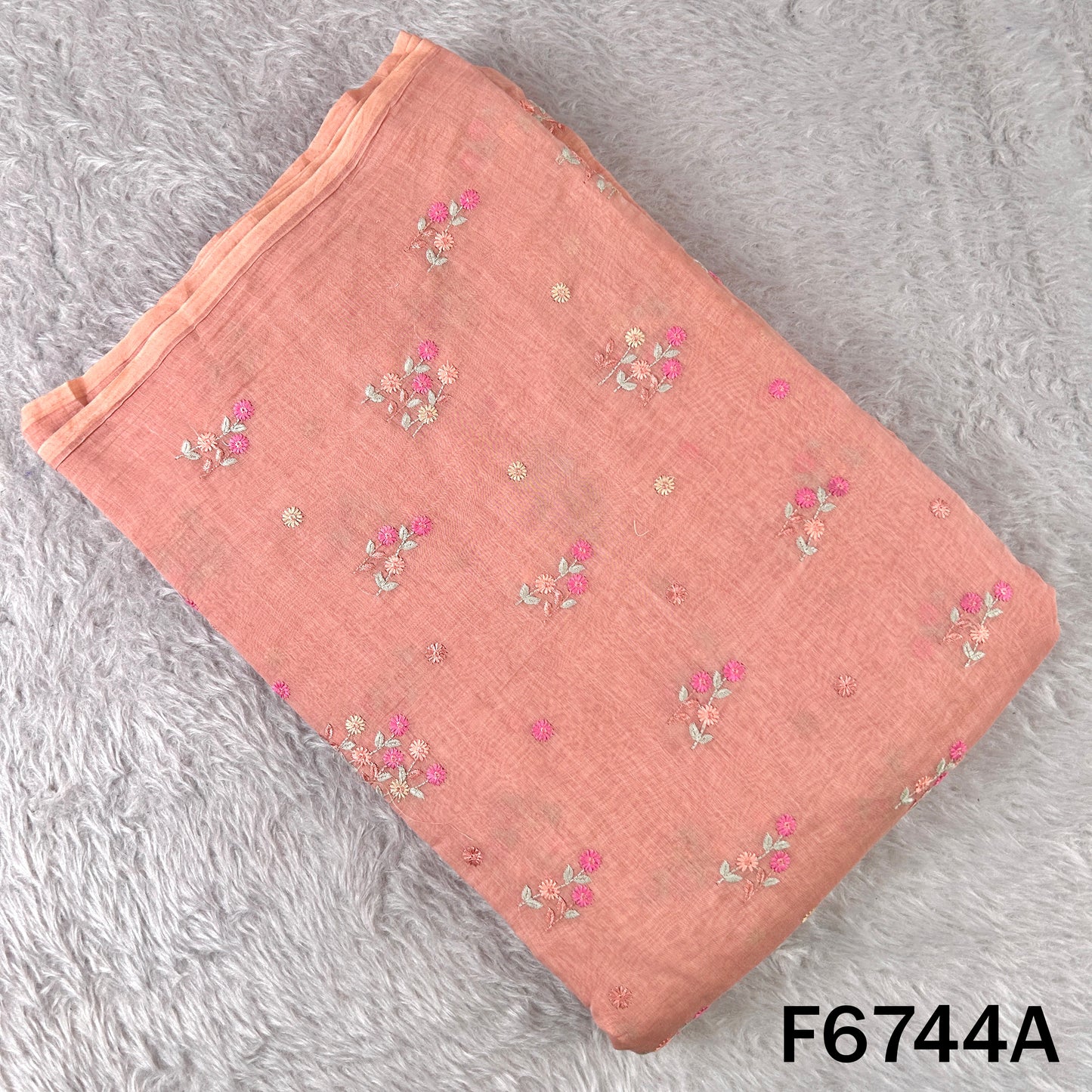 Thread Embroidered Mul Chanderi Fabric - F6744