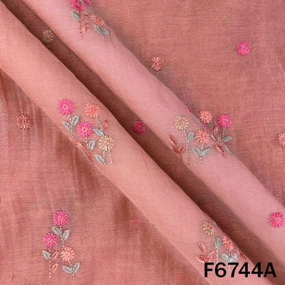 Thread Embroidered Mul Chanderi Fabric - F6744