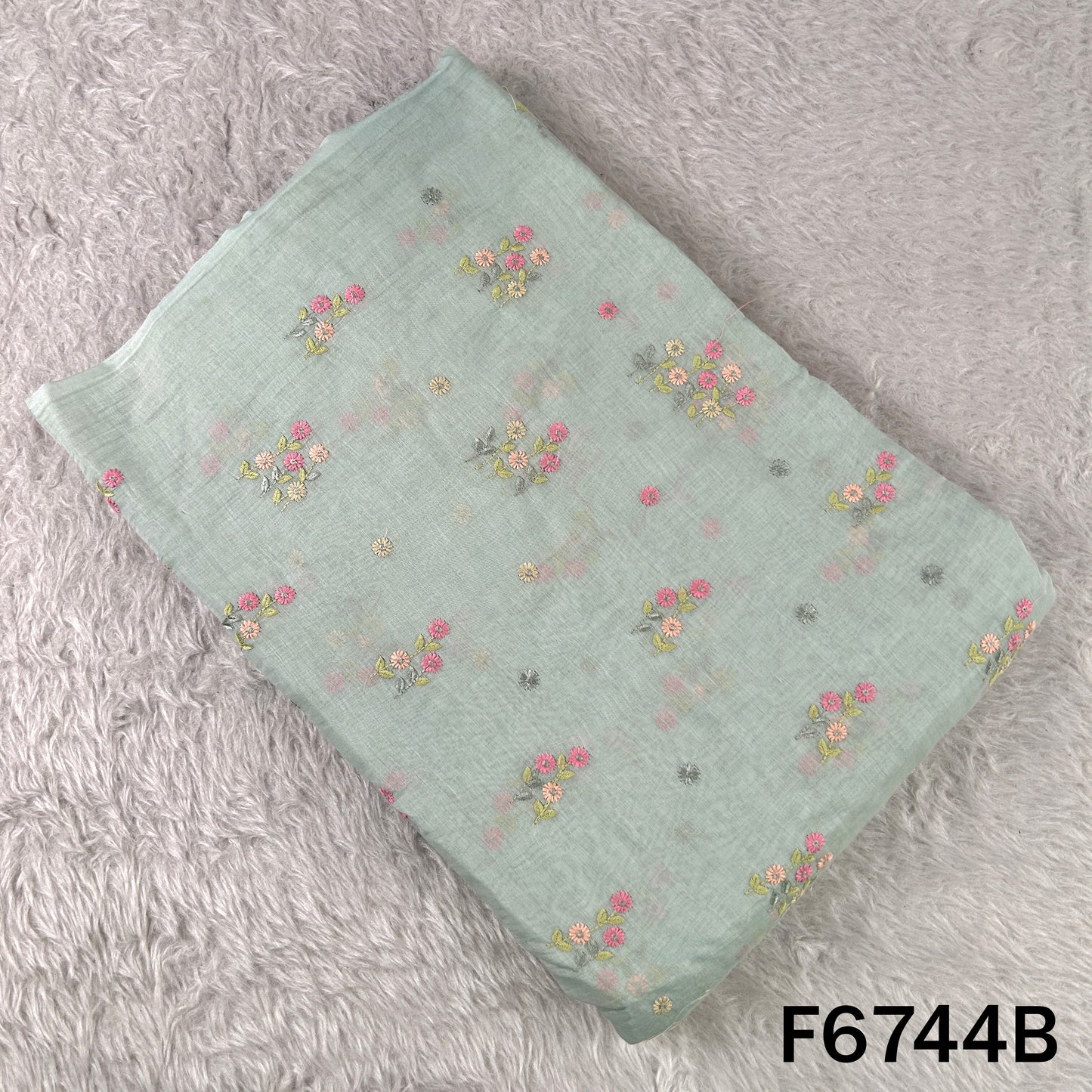 Thread Embroidered Mul Chanderi Fabric - F6744