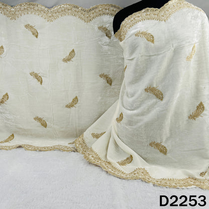 Dyeable Zari Sequins Embroidered Velvet Dupatta - D2253