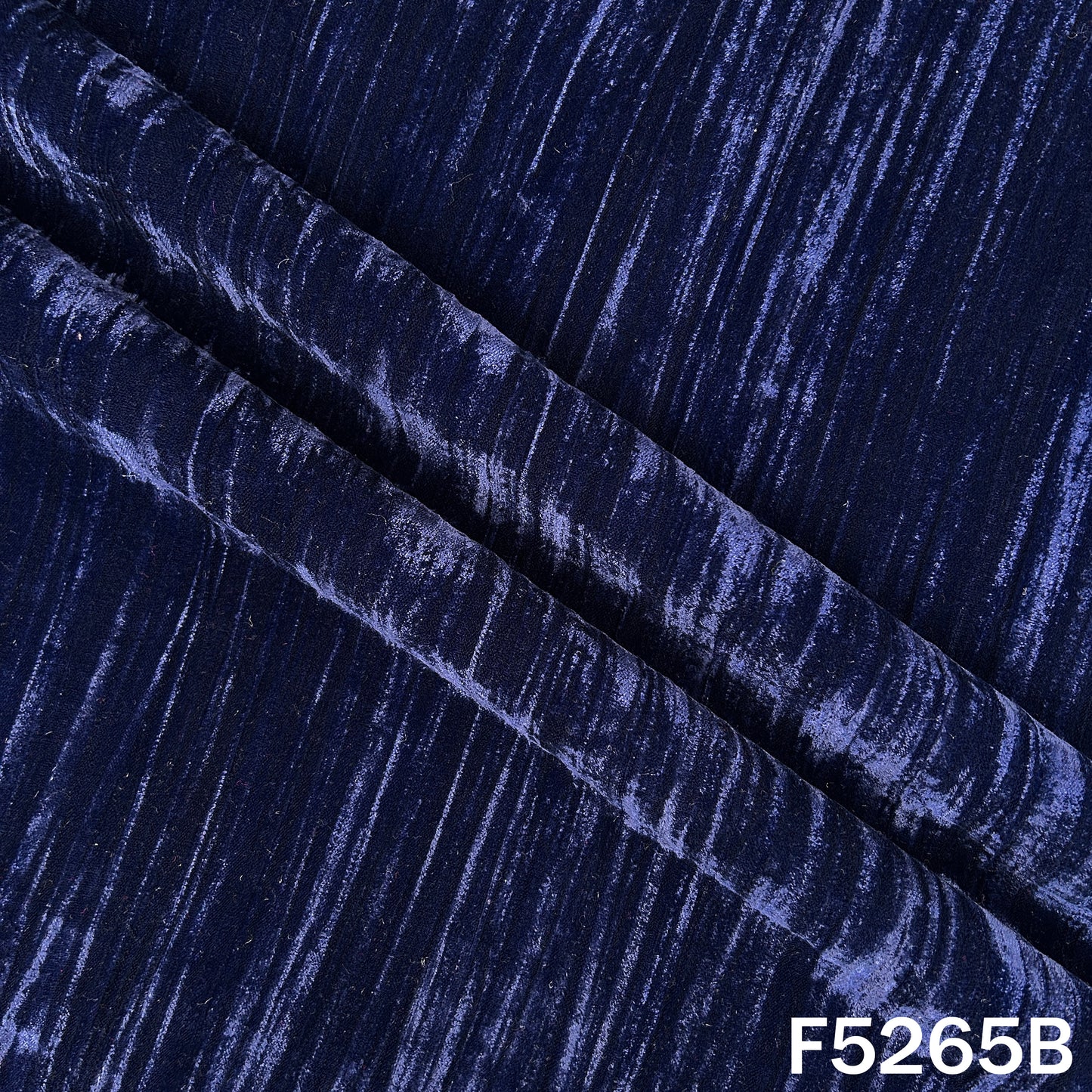 Zari Sequins Embroidered Wrinkled Velvet Fabric - F5265
